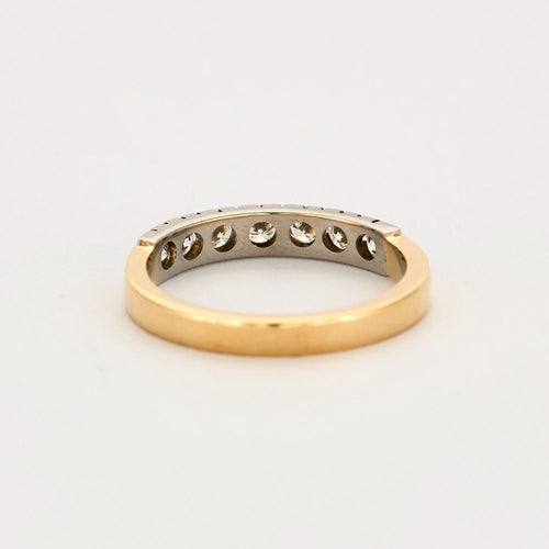 Bagues 58 Demi alliance diamants, or jaune et gris 58 Facettes DV0726-5-58-2