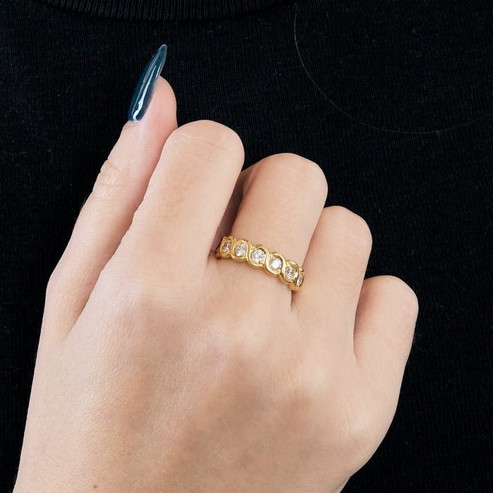 Bague tressée or jaune et diamants