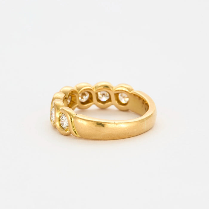 Bague tressée or jaune et diamants