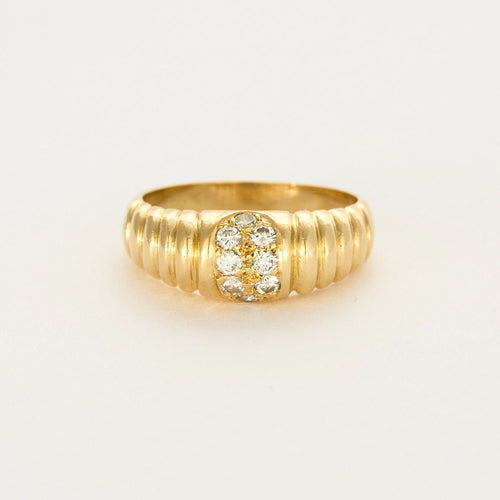 Bague 52 Bague godronnée en or jaune et diamants 58 Facettes DV0726-1