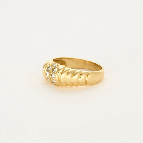 Bague 52 Bague godronnée en or jaune et diamants 58 Facettes DV0726-1