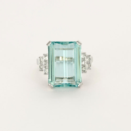 Bague 55 Bague or gris, aigue marine et diamants 58 Facettes DV0726-13-DV0736-1