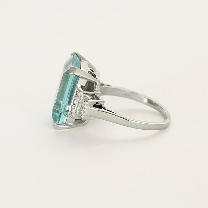 Bague 55 Bague or gris, aigue marine et diamants 58 Facettes DV0726-13-DV0736-1