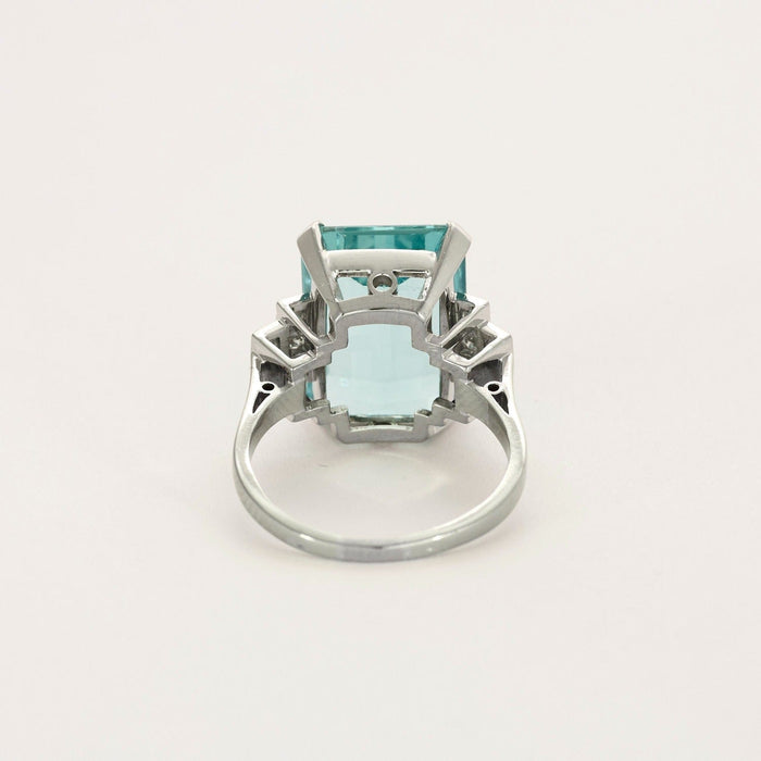 Bague 55 Bague or gris, aigue marine et diamants 58 Facettes DV0726-13-DV0736-1