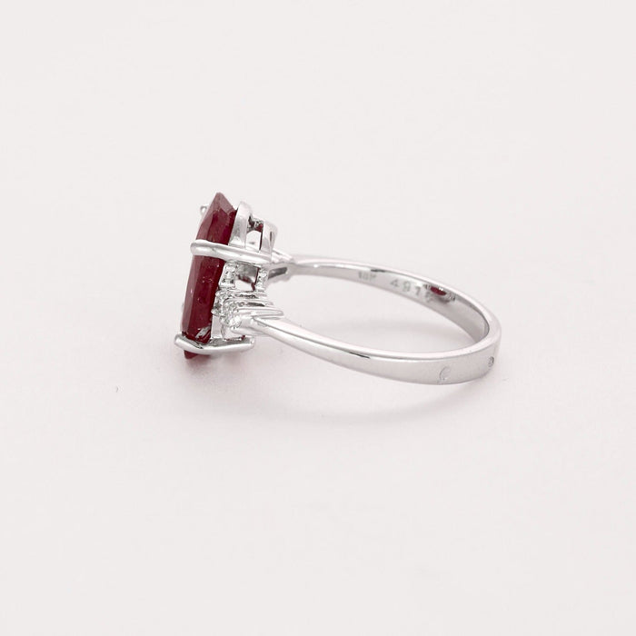 Bague 53 Bague or blanc, rubis et diamants 58 Facettes DV0671-13-53-2