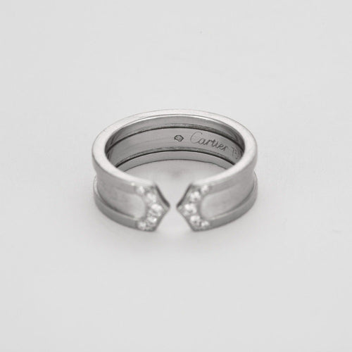 Bague 53 CARTIER - C de Cartier - Bague or gris et diamants 58 Facettes DV5845-1