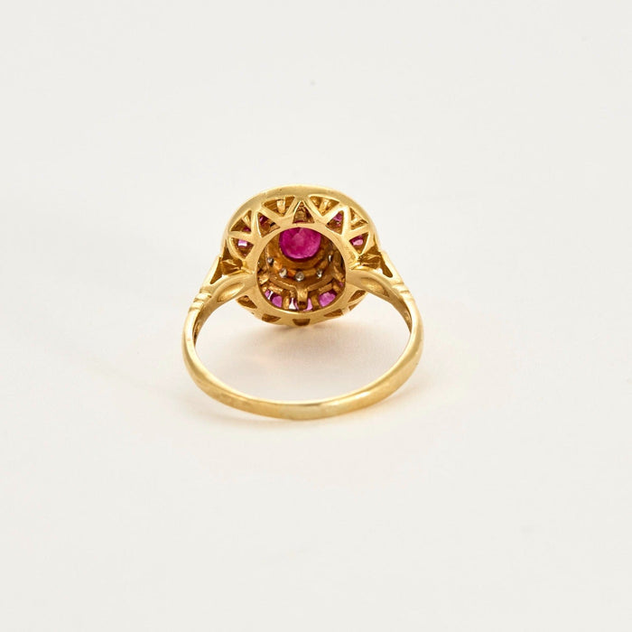 Bague 54 Bague en or jaune rubis et petits diamants 58 Facettes DDV6621-2-54-3