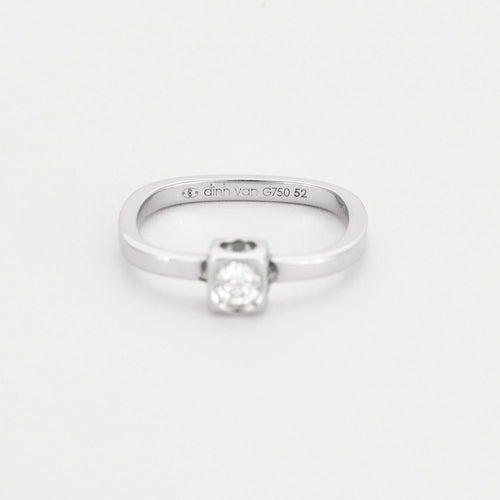 Bague 52 DINH VAN Le Cube - Bague en or gris et diamant. Petit modèle. 58 Facettes DV4863-6