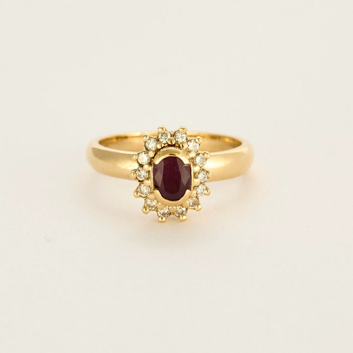 Bague 50 Bague Marguerite Or jaune, Rubis et Diamants 58 Facettes DV0734-3-50-2-50