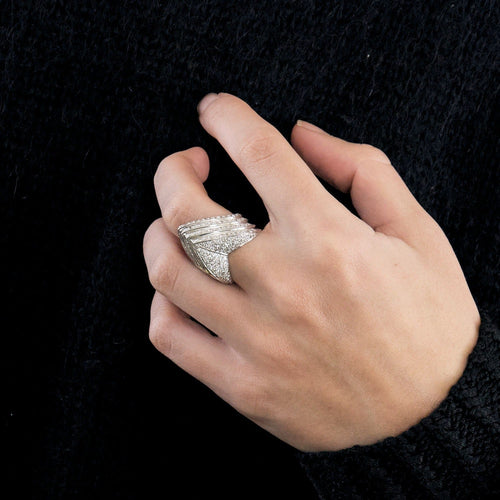 Bague 57 Bague Or gris  et Diamants 58 Facettes DV4216-1-57