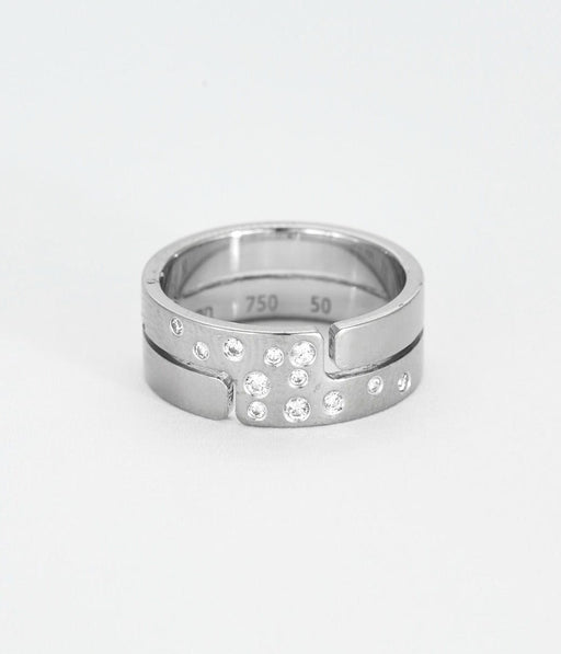 Bague 50 DINH VAN- Bague Or gris "Seventies" moyen modèle et diamant 58 Facettes DV0769-1-50-25