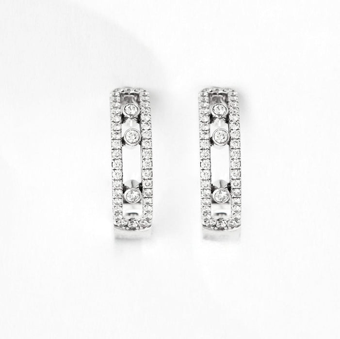 Boucles d'oreilles MESSIKA - MOVE CLASSIQUE - Paire de créoles, Or blanc  et Diamants 58 Facettes DDV7659-1