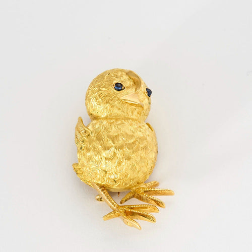 Broche CHANTELOUP - Clip de revers " Poussin" or jaune et saphirs 58 Facettes DV2550-4