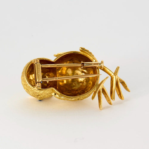 Broche CHANTELOUP - Clip de revers " Poussin" or jaune et saphirs 58 Facettes DV2550-4