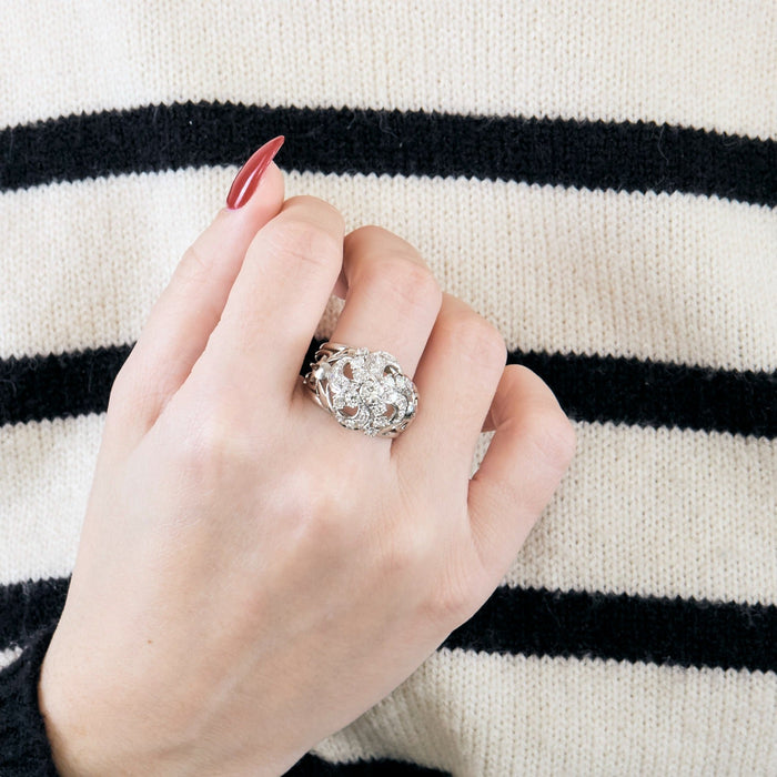 Bague en or gris et diamant