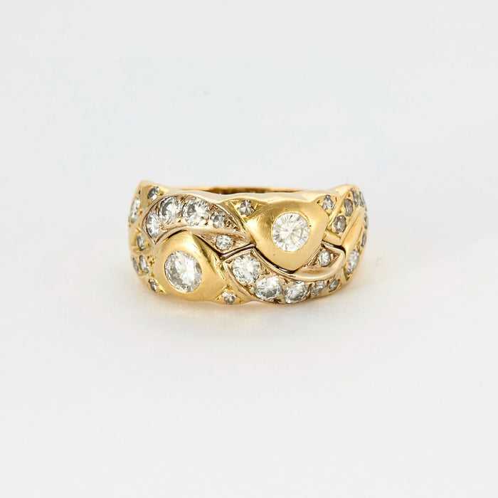 Bague jonc  or jaune et Diamant