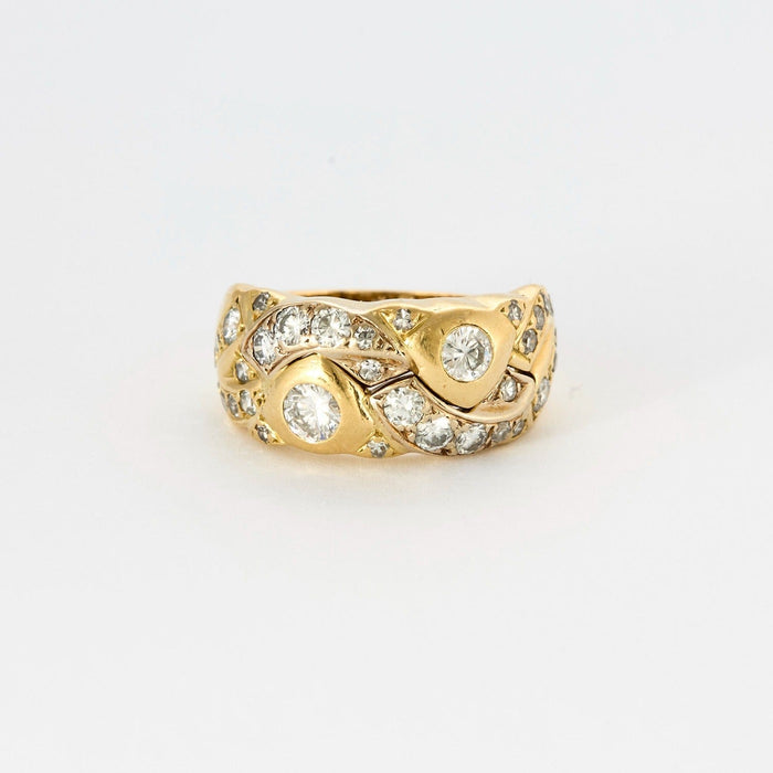 Bague jonc  or jaune et Diamant