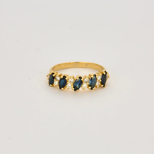Bague 54 Bague Jarretière or jaune, saphirs et diamants 58 Facettes DV0799-1-54-3