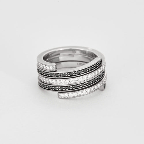 Bague 51 DINH VAN - Spirale - Deux bagues, Or blanc et Diamant 58 Facettes DV8253-2-51-1