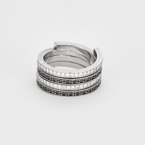 Bague 51 DINH VAN - Spirale - Deux bagues, Or blanc et Diamant 58 Facettes DV8253-2-51-1