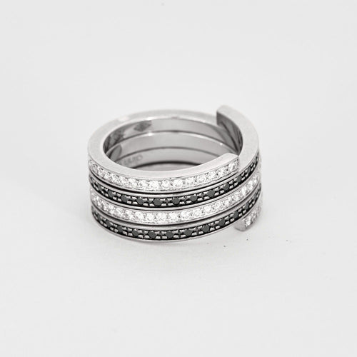 Bague 51 DINH VAN - Spirale - Deux bagues, Or blanc et Diamant 58 Facettes DV8253-2-51-1
