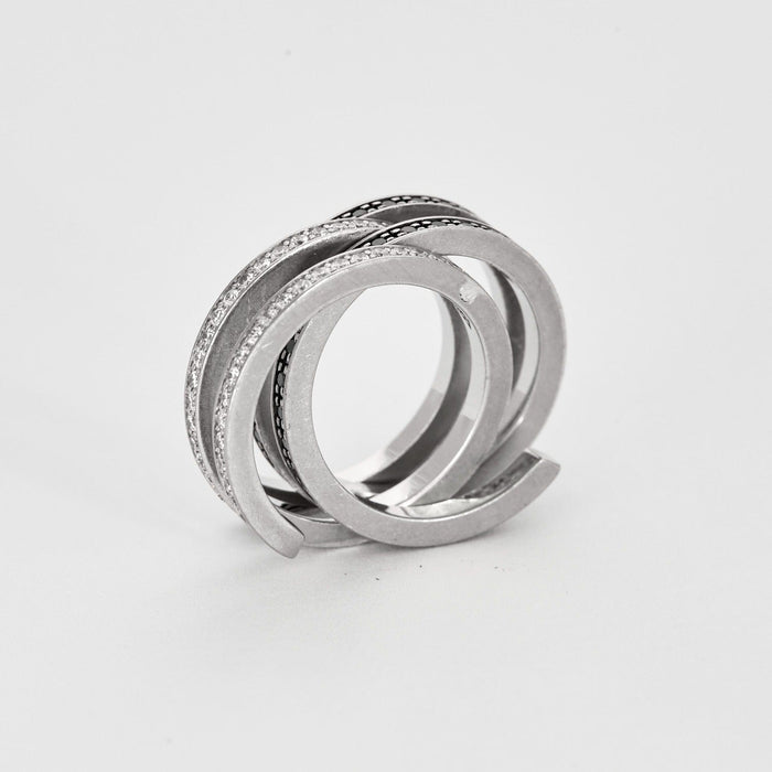 Bague DINH VAN - Spirale - Deux bagues, Or blanc et Diamant 58 Facettes DV8253-2