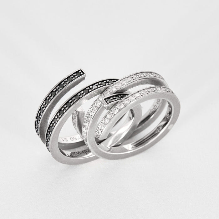 Bague DINH VAN - Spirale - Deux bagues, Or blanc et Diamant 58 Facettes DV8253-2