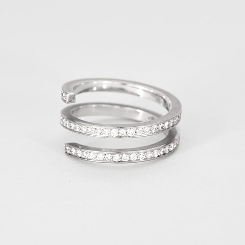 Bague 51 DINH VAN - Spirale - Deux bagues, Or blanc et Diamant 58 Facettes DV8253-2-51-1