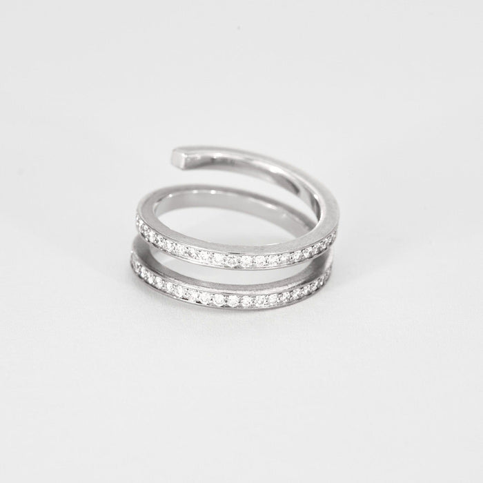 Bague DINH VAN - Spirale - Deux bagues, Or blanc et Diamant 58 Facettes DV8253-2