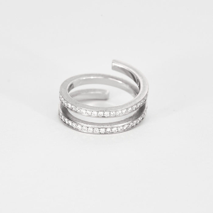 Bague DINH VAN - Spirale - Deux bagues, Or blanc et Diamant 58 Facettes DV8253-2