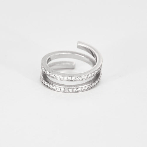 Bague 51 DINH VAN - Spirale - Deux bagues, Or blanc et Diamant 58 Facettes DV8253-2-51-1