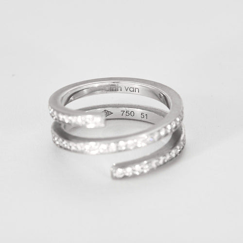 Bague 51 DINH VAN - Spirale - Deux bagues, Or blanc et Diamant 58 Facettes DV8253-2-51-1