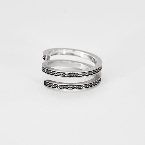 Bague 51 DINH VAN - Spirale - Deux bagues, Or blanc et Diamant 58 Facettes DV8253-2-51-1