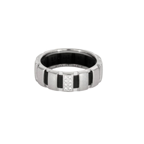 Bague 57 CHAUMET- CLASS ONE - Bague Or blanc , diamants et caoutchouc 58 Facettes DDV6969-1-57-3