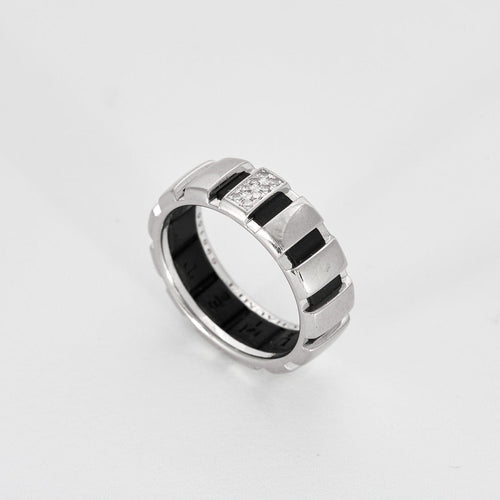Bague 57 CHAUMET- CLASS ONE - Bague Or blanc , diamants et caoutchouc 58 Facettes DDV6969-1-57-3
