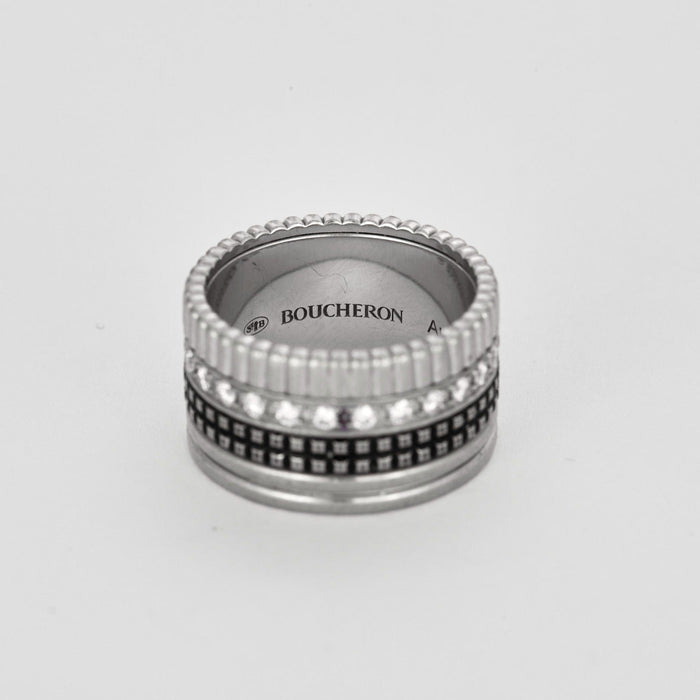 Bague 54 / 54 BOUCHERON - QUATRE BLACK EDITION - Bague Or blanc et Diamants 58 Facettes DV7174-1-54-3-54