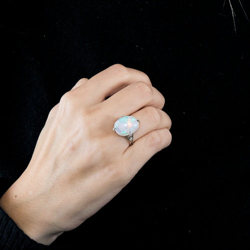 Bague 53 Bague Opale, or gris et diamants 58 Facettes DV8259-1