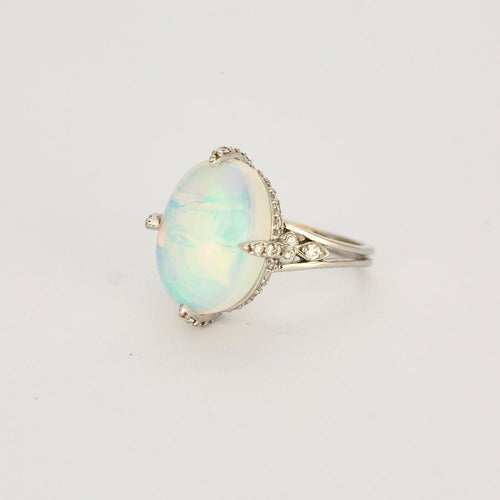 Bague 53 Bague Opale, or gris et diamants 58 Facettes DV8259-1