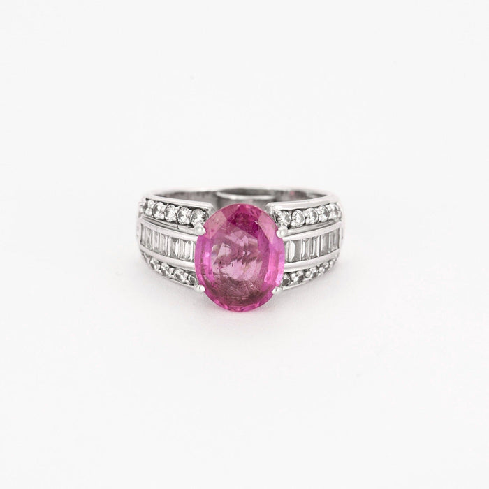 Bague 52 Bague en or gris, saphir rose et diamants 58 Facettes DV7242-5-52-1