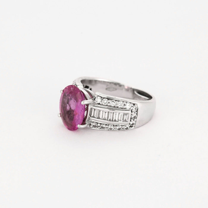 Bague 52 Bague en or gris, saphir rose et diamants 58 Facettes DV7242-5-52-1