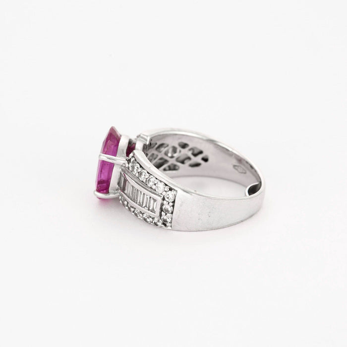 Bague 52 Bague en or gris, saphir rose et diamants 58 Facettes DV7242-5-52-1