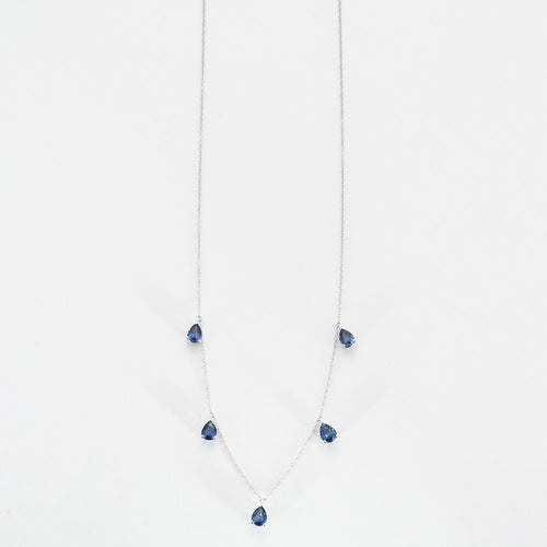 Collier Collier or blancet saphirs taille poire en pampille 58 Facettes DV5707-14