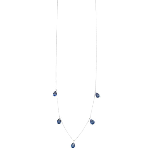 Collier Collier or blancet saphirs taille poire en pampille 58 Facettes DV5707-14