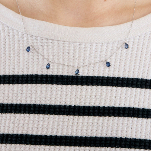 Collier Collier or blancet saphirs taille poire en pampille 58 Facettes DV5707-14