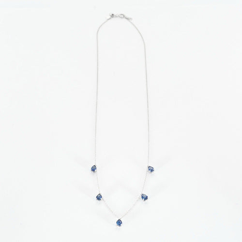 Collier Collier or blancet saphirs taille poire en pampille 58 Facettes DV5707-14