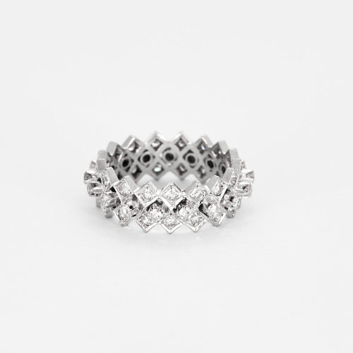 Bague 52 Alliance américaine or blanc et diamants 58 Facettes DV0781-4-52-2