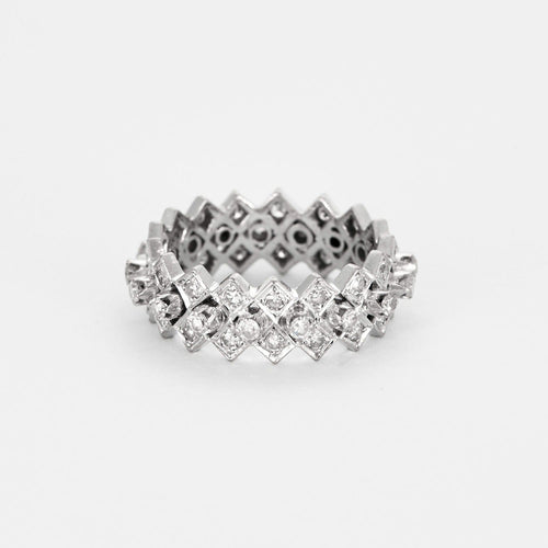 Bague 52 Alliance américaine or blanc et diamants 58 Facettes DV0781-4-52-2