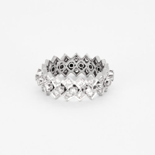 Bague 52 Alliance américaine or blanc et diamants 58 Facettes DV0781-4-52-2