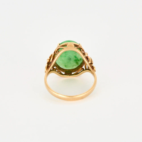 Bague 53 Bague en or jaune et cabochon de jade jadéite vert 58 Facettes DV2550-5-53-2