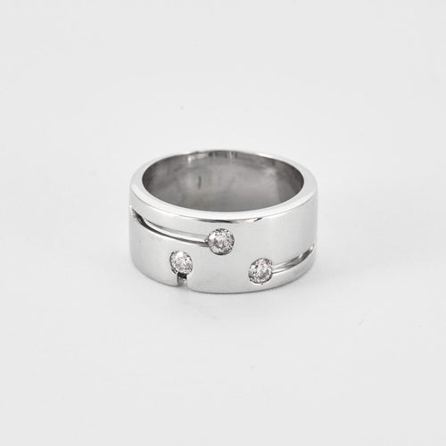 Bague 56 CAREL - Large anneau en or gris et diamants 58 Facettes DV1488-6-56-3